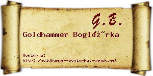 Goldhammer Boglárka névjegykártya